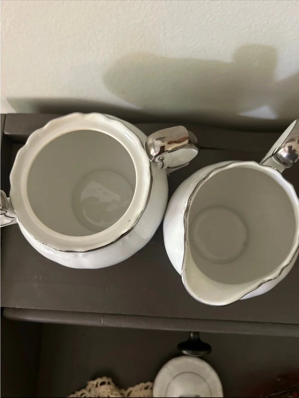 Vintage Harmony House China Silver Sonata pattern creamer and sugar bowl